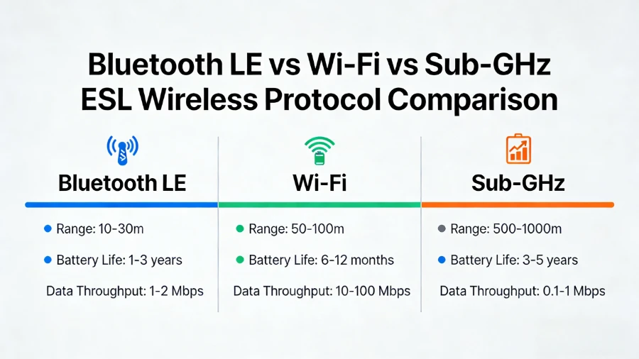 Bluetooth vs. Wi{0}}Fi vs. Sub{1}}GHz Etyketa elektrōnicznyj rygały